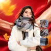 The checkered scarf is a warm, pure cotton, fashionable and versatile accessory for women in autumn and winter Specification image